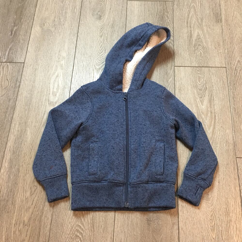 Old Navy Faux Fur Blue zip up hoodie size 5 XS Boy